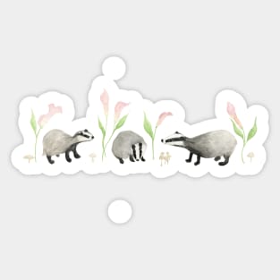 Badgers, Calla Lilies and Mushrooms Sticker